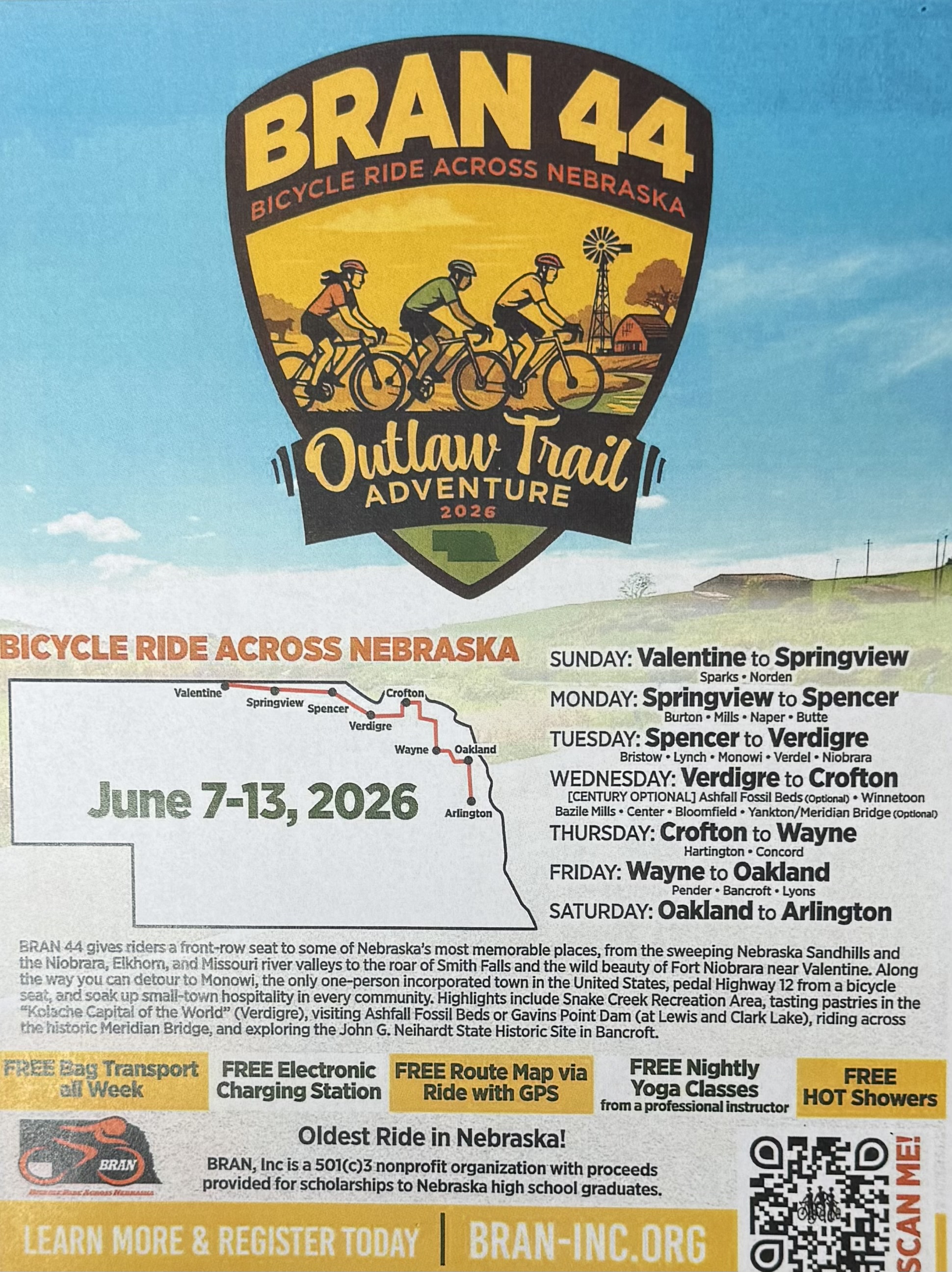 BRAN 44 Bicycle Ride Across Nebraska